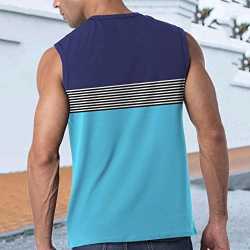 HDDK MENS LETUET TANK TOPS Блок за крпеница во боја, спортска кошула без ракави, плажа, највисока атлетска тренингот, трчање салата