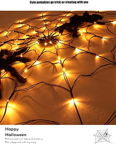 LED Ноќта на вештерките црна пајак веб -светло со 80 LED водоотпорни нето -светла Далечински управувач и за куќни дворови градина затворен