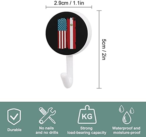 Половина перу половина во wallидот на знамето на САД, кружни пластични куки Трајни лепливи куки за кујна бања 10 пакувања