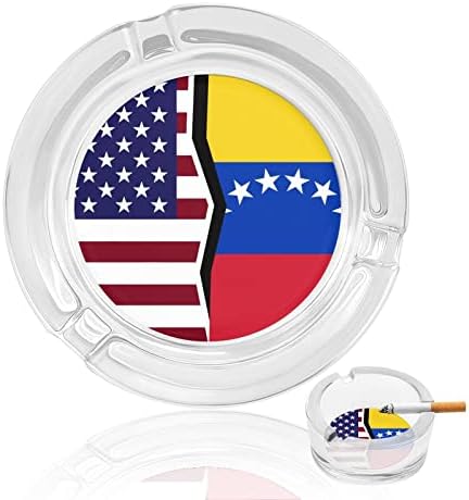 Американско и венецуела знаме стакло од пепел за цигари за цигари класични кружни чисти кристални пепелници