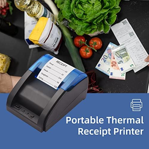 Мобилен печатач Huiop, 58мм Термички прием за печатач Директна термичка USB & BT врска за печатење на Билети за печатење компатибилен