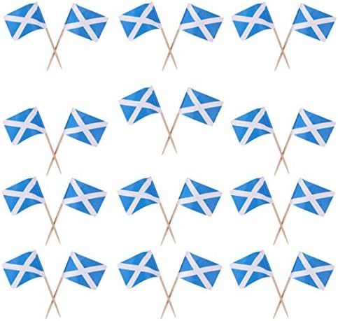 ПРЕТИЗУМ Америка знаме 100 парчиња Шкотско Знаме Чепкалки За Заби Мини Шкотски Знамиња Кекс Топер Кантри Торта Бере Стапчиња