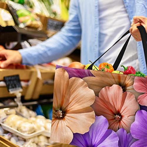 Кошар за еднократно шопинг шарен гераниум цвеќиња преносни преклопни пикник намирници кеси за перење алишта за купување торба за торба за купување