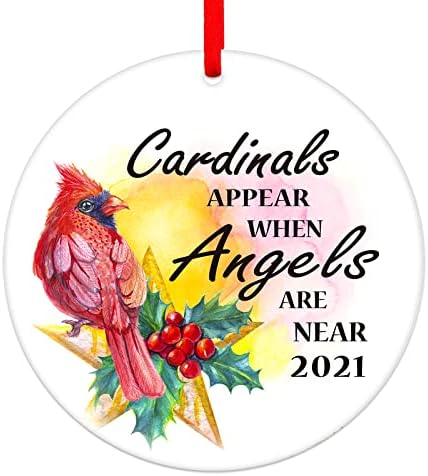 Whatsign 2021 Меморијален црвен кардинал Божиќни украси 3 Во спомен на саканите Божиќни украси за езопаси за украси на новогодишни елки
