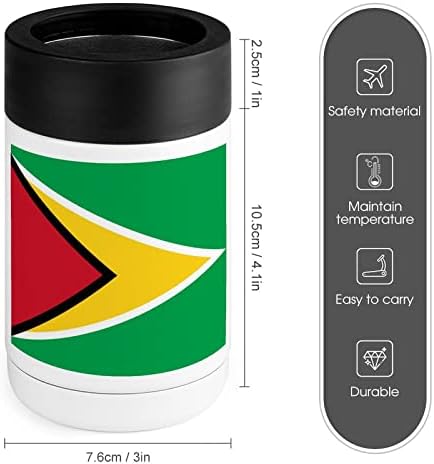 Гвајана знаме ладилна чаша не'рѓосувачки челик изолиран конзерва за ладилници на ладилници со капаци за жени подароци