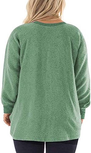 Ауриси плус-големина џемпери за жени во боја блок врвови кошули со џеб