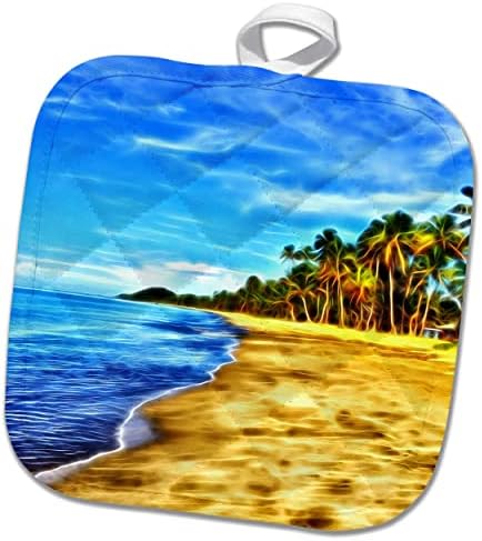 3drose мирна океанска плажа со палми Слика на светло нанесено сликарство - постери