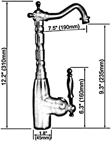 Антички црвен бакар месинг бања кујнски басен мијалник миксер миксер чешма за вртење на вртење на единечна рачка со една палуба за една дупка монтирана