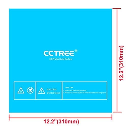 CCTREE 3D печатач за градење површина 3 пакувања со 3M налепница 3D печатач загреан постелнина за Ender 3 Max/Tevo Tornado Anet E12 Monoprice Maker Pro Mk.1 Creality CR-10 CR-10S 3D печатач 310x310mm （Сина （Сина