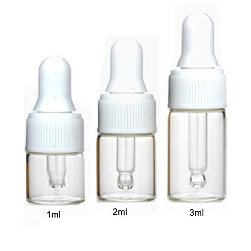 100 парчиња 2мл чиста мини слатко стакло есенцијално масло шишиња со диспензерот за капки за очите за парфем козметичка течна
