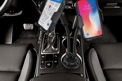 Двојно држач за двојни телефонски производи Gabba за држач за чаши за автомобили - долг флексибилен врат, 360 ° ротирачки монтажа на телефонски