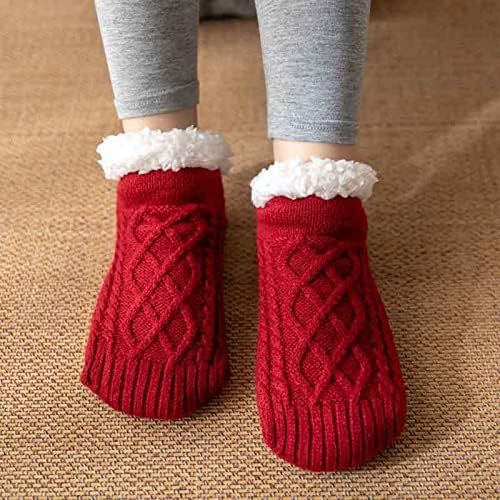 Женски чорапи Божиќно дишењето пријатно нејасно руно наредени топли чорапи со силиконски дишечки решетки чорапи активни жени