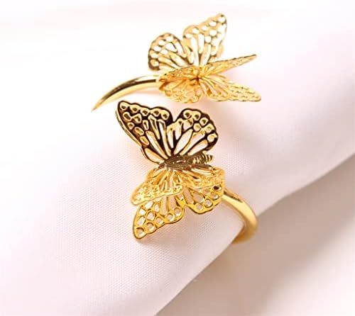 Renslat 6pcs двојно пеперутка салфетка прстен свадбена маса декорација пеперутка салфетка тока салфетка прстен