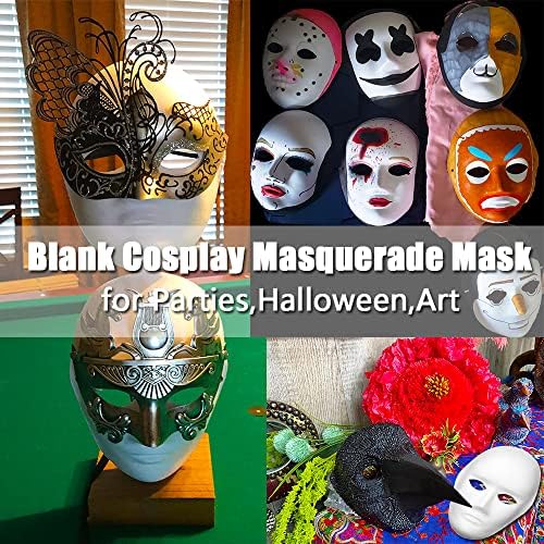 12 компјутери DIY целосни маски за лице, маски за машини со бела хартија, празна маска за сликање за забави за маскарада, Ноќта на вештерките, уметноста, 2 големини со 12