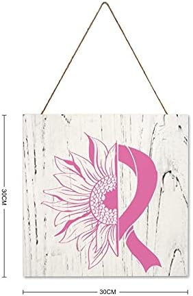 Рак на дојка сончоглед дрво знак за рак на дојка заздравува лента дрвена плакета дома декоративно виси знак дрвен wallиден декор