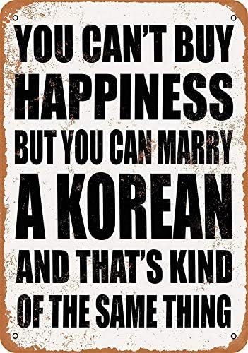 Маријап 8 x 12 Метал знак - не можете да купите среќа, но можете да се омажите за корејски гроздобер стил лимен знак за wallид декор,