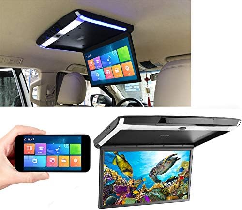 Надземен SUV Монитор-Qiilu 17.3 Во Монитор За Монтирање На Покривот На Автомобилот IPS 1080P Флип Надолу Надземен Екран Монитор Таванот