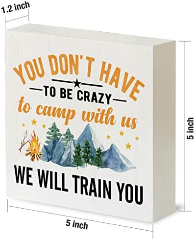 Смешна фарма за кампување кампување од дрво кутија знак рустикален луд кампување пријатели дрвена кутија знак декоративна земја знак блок плакета за домашна биро