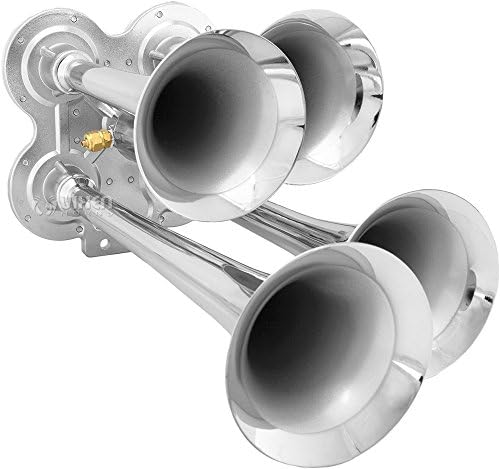Виксен рогови гласно 4/четири труба со воз со воздух со 12V електричен соленоиден хром VXH4114