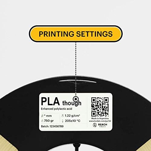 Kodak Tugh Pla Pro 3D печатач Филамент Природна боја, +/- 0,03 mm, 750g spool, 1,75 mm. Најниска влага за влага премија во вакуум запечатена алуминиумска вреќа со зипоц. Поставете ги повеќ