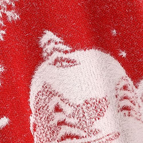 Women'sенски обичен ќор -сокак плетен џемпер со долги ракави, врвен Божиќ плетен, поставува две парчиња