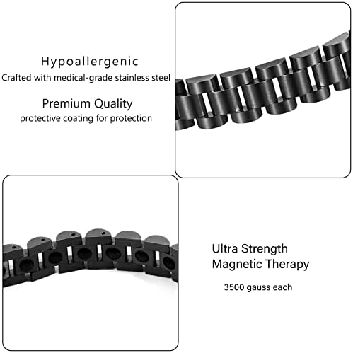 Магнетна магнетна терапија со магнетни нараквици за мажи титаниум челик црна жолчка за олеснување на болката во артритис со прилагодување исто така