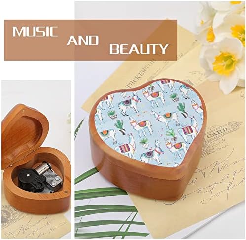 Лама кактус часовници музички кутија гроздобер дрвена форма во облик на музички кутии играчки подароци украси