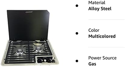 Dometic Drop -in Two -Burner - Не'рѓосувачки челик готвач со леано железо решетка и палење на пропан - горилник од шпорет од 12V за мобилно