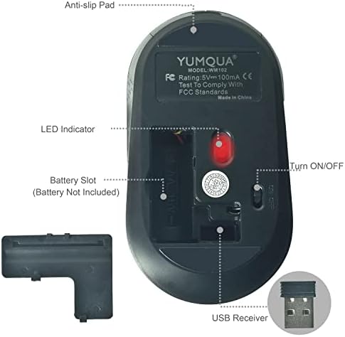 YUMQUA Масовно Безжично Глувче 12 Пакет, Тенок 2.4 G Оптички Тивок Компјутерски Глушец СО USB Приемник, 3 Нивоа DPI Безжични Глувци За Лаптоп