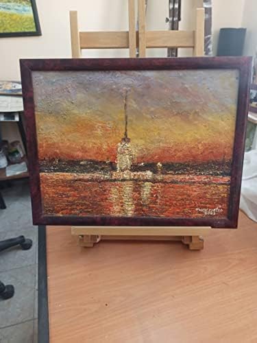 30 x 40 см рачно насликано масло сликарство на платно „Мејден кула на зајдисонце“