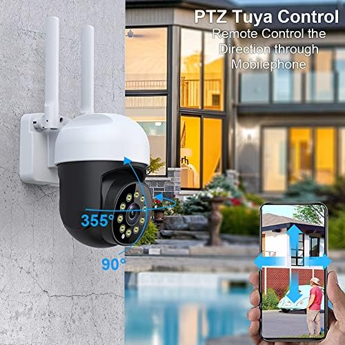 Пегатисан 2K Tuya Security Camera Outdoor со 64G SD картички PTZ WiFi камери за домашна безбедност со Spotlight и Siren двонасочна аудио