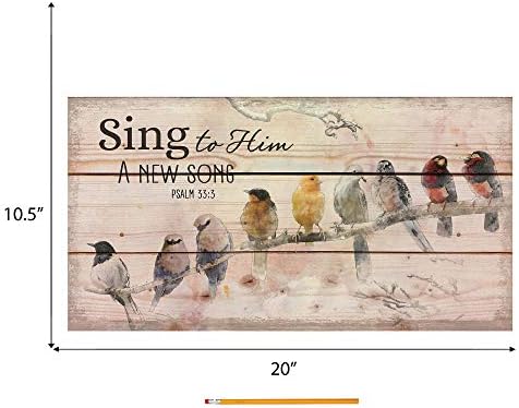 Пејте Му Нова Песна Менажерија На Птици На Екстремитет 11 х 20 Дрво Палета Ѕид Уметност Знак Плакета