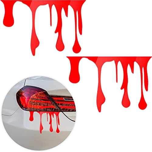 6 Парчиња Црвена Крв Тече Крв Смешни Налепници за автомобили Крвав Хорор Смешни Налепници Фарови За Автомобили Фарови За Прозорци