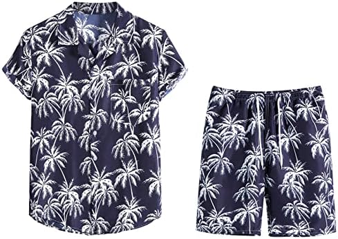 Менс Хаваи кошули Поставете случајно копче за кратки ракави со кратки ракави надолу со цветни печатени кошули на плажа шарени шорцеви на блузи со блуза од плажа