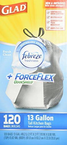 Мило Forceflex Мирис Влечење Врвка Кујна Ѓубре Кеси 13 Галон, Свежо Чиста, 120 Брои