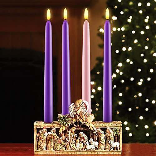 Homemory Божиќни свеќи со далечински и тајмер, 11 инчи пластични предводени свеќи со предводници управувани, треперејќи затегнати стапчиња
