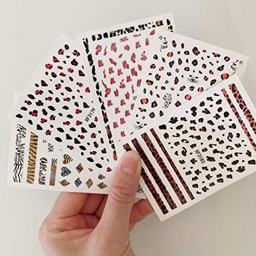 3Д леопард печати за печатење на нокти налепници за декорации симпатична дива секси секси животинска печатење само-леплици, инстант и лесни декорации за трансфер н