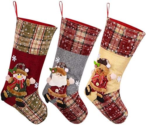 Декорација на Ноќта на вештерките Rnntrur, Божиќни чорапи, 3 парчиња Божиќ, голема висечка декорација, XMAS лик 3Д плишани Божиќни украси за украси за домашни права.