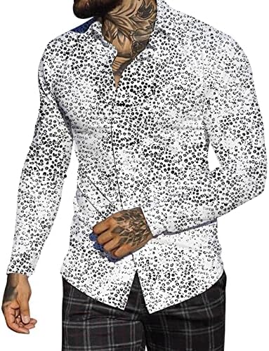 Xxzy 2022 Нови кошули за мажи мажи есен зимски сингл на дојка, обичен лапел, целосна печатена плажа со долги ракави вратот тенок