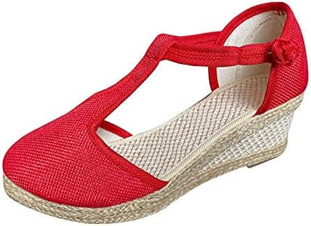 IQKA жени сандали летни клинови платформа обични чевли затворени пети лизгање на отворено на отворено висока потпетица
