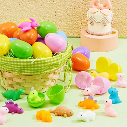 Oyоин 36 парчиња преклопени велигденски јајца со диносаурус мочи играчки, каваи мочи скриши, играчки за олеснување на стресот исполнети