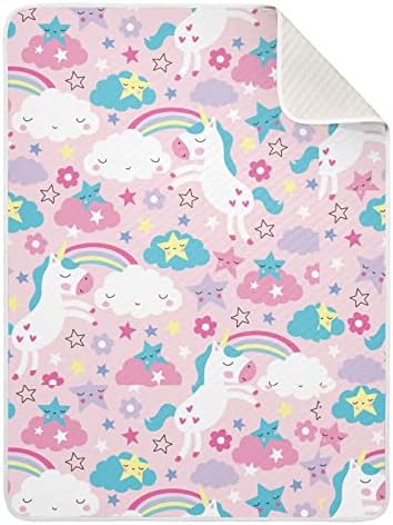 Swaddle Clabte Unicorn Stars памучно ќебе за новороденчиња, примање ќебе, лесен меко залепено ќебе за креветчето, шетач, расадник ќебиња, 30х40 во