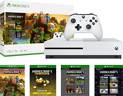Xbox One S 1TB Minecraft Creators W/ Xbox Live 3-месечно злато членство: 1TB Xbox One S White Console, безжичен контролер, Xbox Live 3-месечна