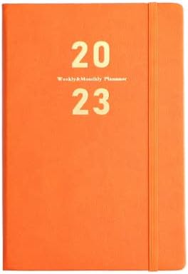 360 страници A5 месечен распоред книга дневно неделно време за управување со време на портокалова портокалова портокалова