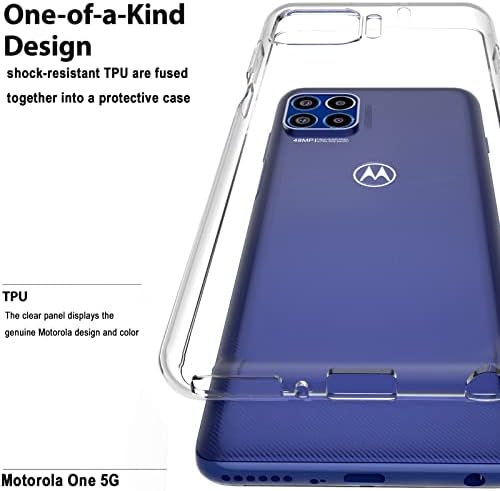 Кристално чиста Qitayolife дизајнирана за Motorola One 5G кутија, дебелина од 1,2 mm Флексибилен силиконски заден капак, тенок тенок