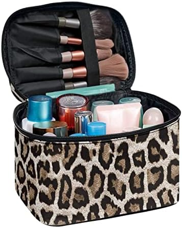 Biyejit Гепард Печати Патување Шминка Торба Леопард Заштитен Козметичка Торба Со Рачка И Патент Голем Капацитет Тоалет Торба За