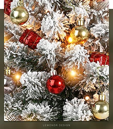 Lewondr мини новогодишна елка, 16 инчи таблета вештачка мала елка со лесни и висечки украси, Божиќни светла за батерии за мини дрво DIY минијатурна