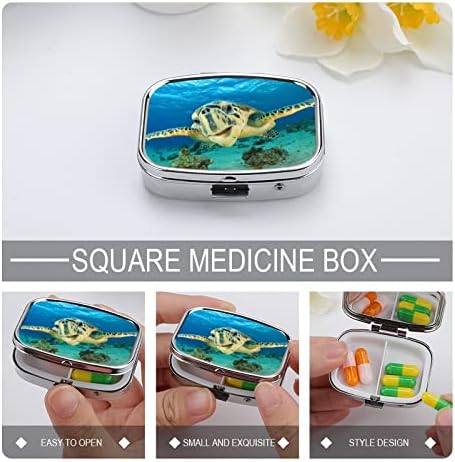 Пилула кутија морска желка плоштад во форма на таблета таблета, преносен пилум за витамин контејнер, организатор на апчиња држач со 3