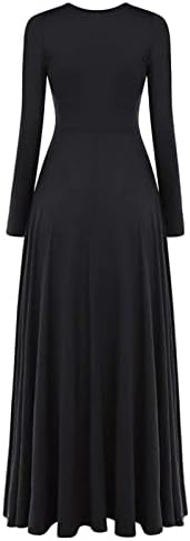 Елидор женски металик крст обожавање пофалби танц фустан со целосна должина лирска танцувачка црква литургиска облека фустан x-large црна боја