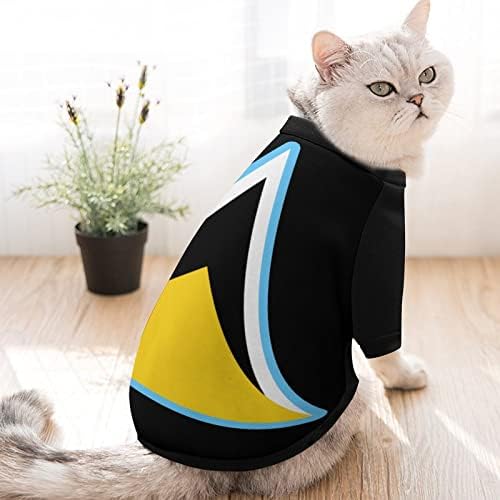 Смешноста на знамето на Света Луција, печатено печатено маичка со џемпери со пука пулвер за кучиња мачка со дизајн